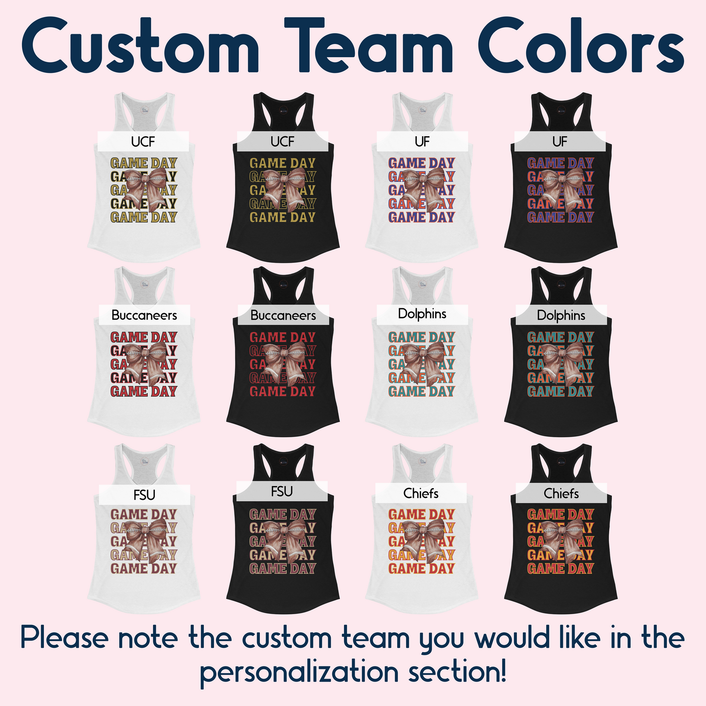 Women's Game Day Custom Team Color Tank Top