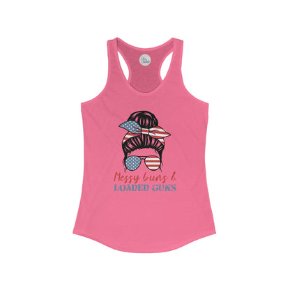 Messy Buns and Loaded Guns Racerback Tank