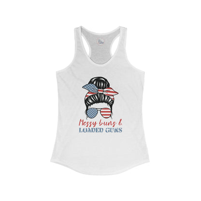 Messy Buns and Loaded Guns Racerback Tank