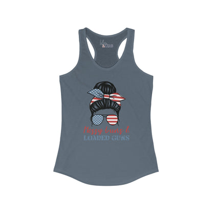 Messy Buns and Loaded Guns Racerback Tank